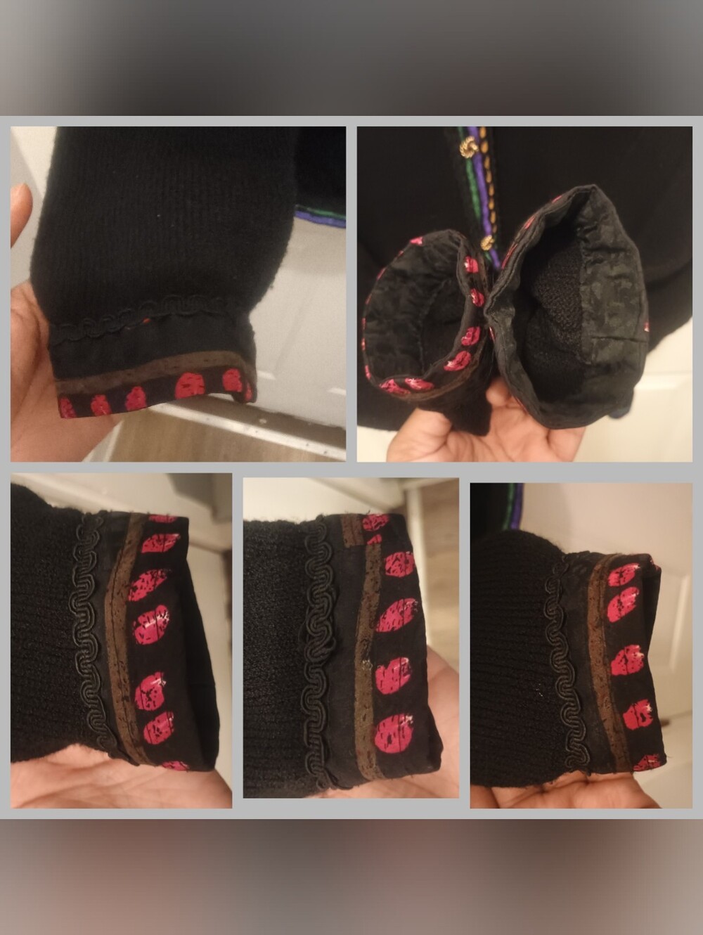 Anne Crimminys Black Knit Embroidered Sweater Cardigan with Multicolor Trim - Picture 13 of 16